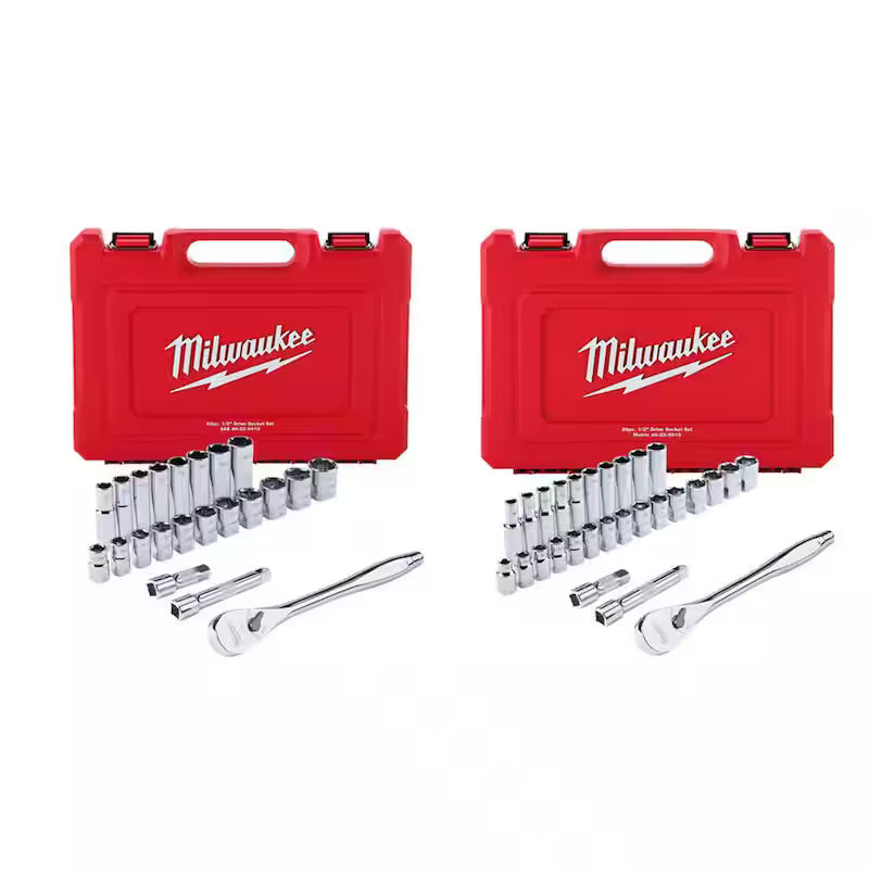 1/2 in. Drive SAE/Metric Ratchet and Socket Tool Set 50-Piece I615926