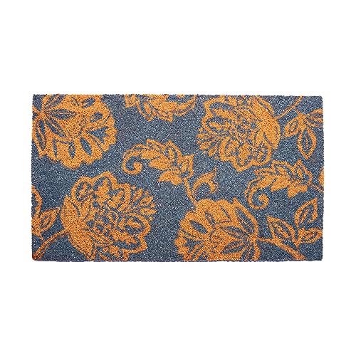 Blue Floral Print Coir Door Mat O28818