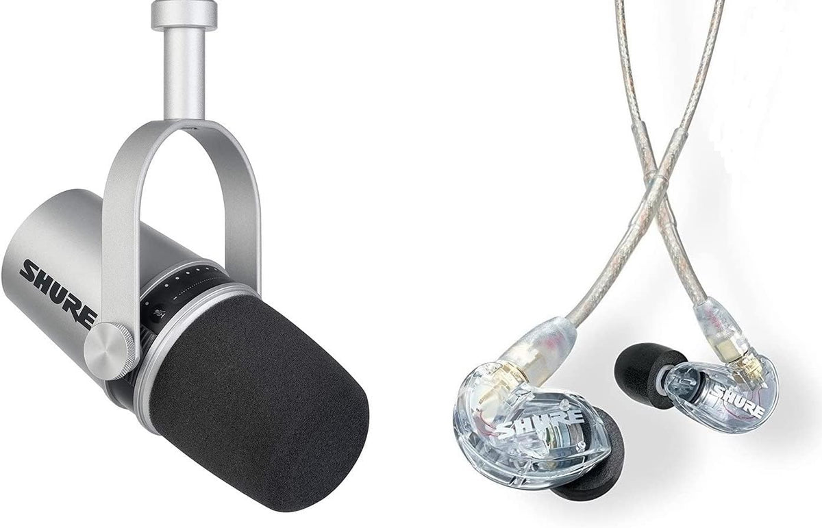 Black Dynamic Microphone and Professional In-Ear Headphones D732