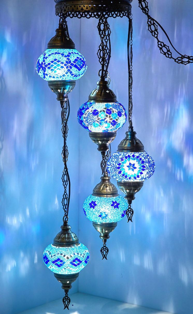 5 Globes Mosaic Ceiling Hanging Pendant Light Fixture G754396