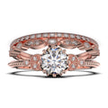 2.25 Carat Round Cut Diamond Moissanite Floral Engagement Ring In 925 Sterling Silver With 18K Rose Gold Plating A774768