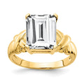 14 Karat Yellow Gold Emerald-cut Cubic Zirconia Ring E50569