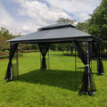 Gray Outdoor Patio Gazebo Canopy Tent with Ventilated Double Roof and Mosquito Net Y680