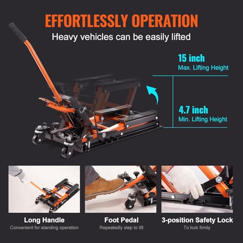1500 LBS Hydraulic Scissor Motorcycle Jack Stand with 4 Wheels L9343