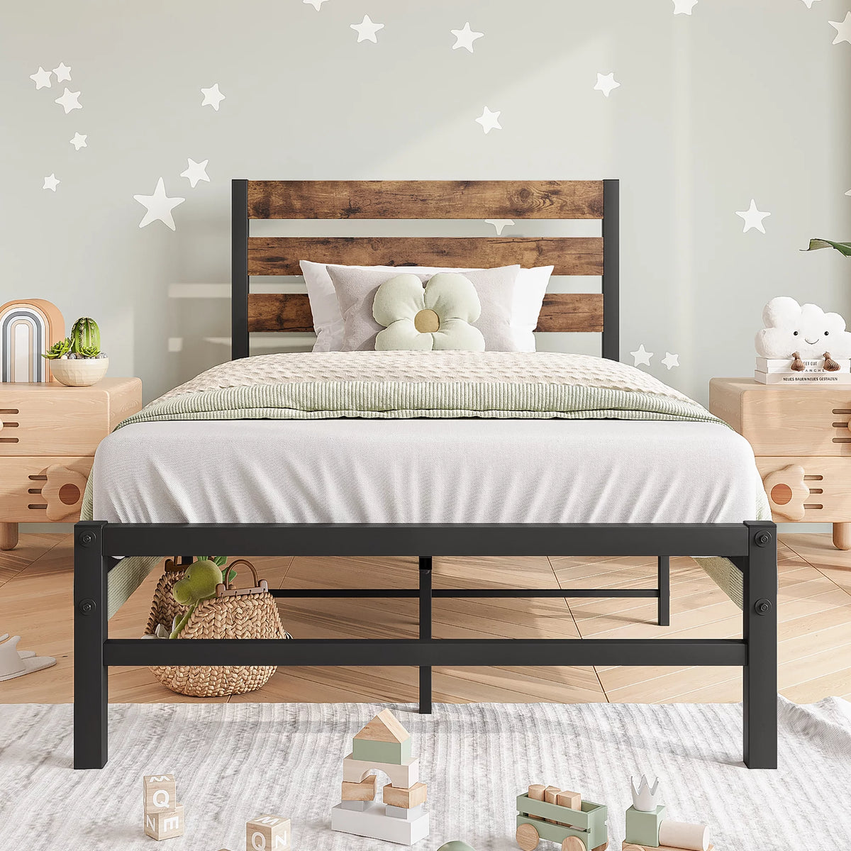 Twin Size Platform Bed Frame with Wood Headboard I955888