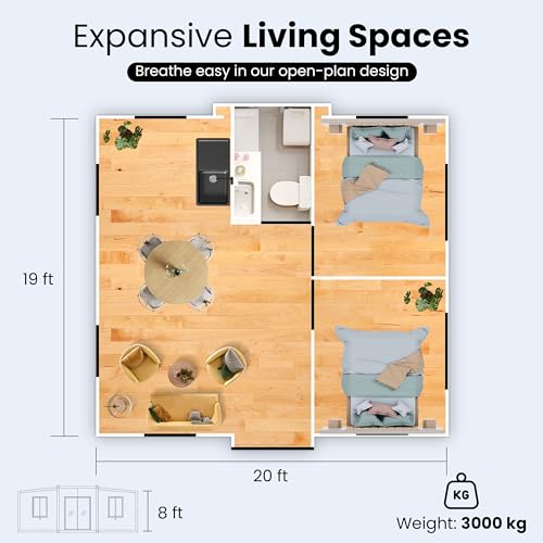 19x20ft Expandable Prefab Tiny House with Restroom F153