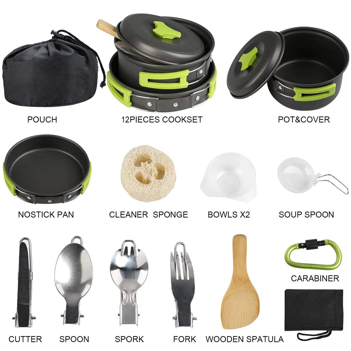 15 Pcs Non Stick Camping Cookware Set P153662