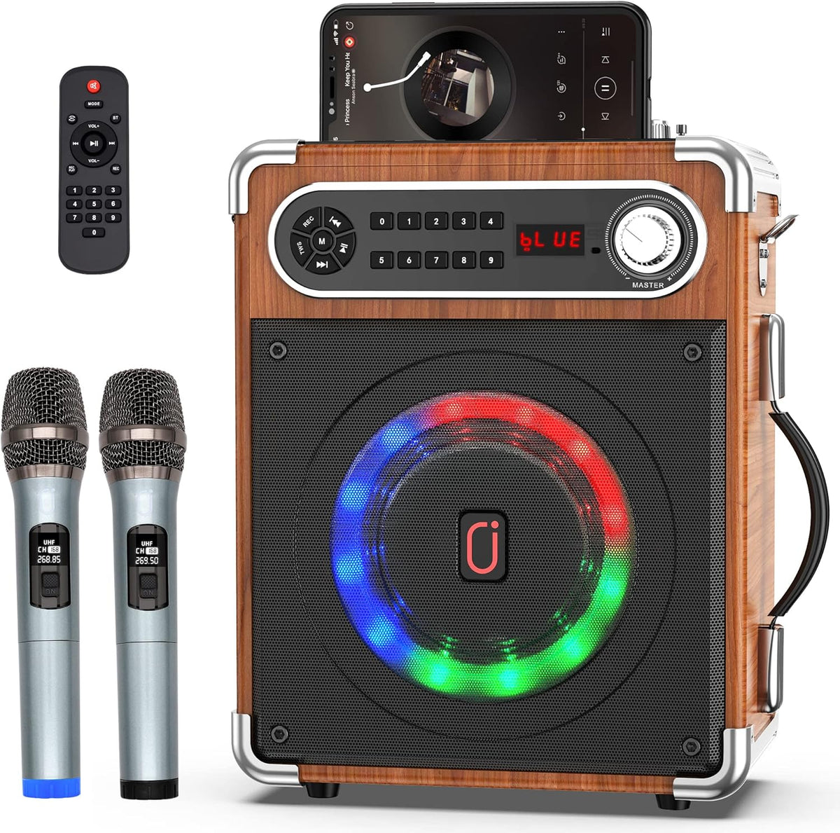 Portable Bluetooth Karaoke Machine with Two Wireless Microphones H686852