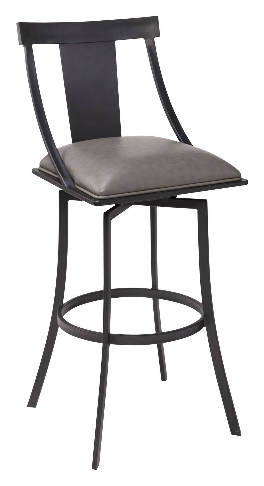 Matte Black Vintage Grey Faux Leather Bar Height Barstool R15096