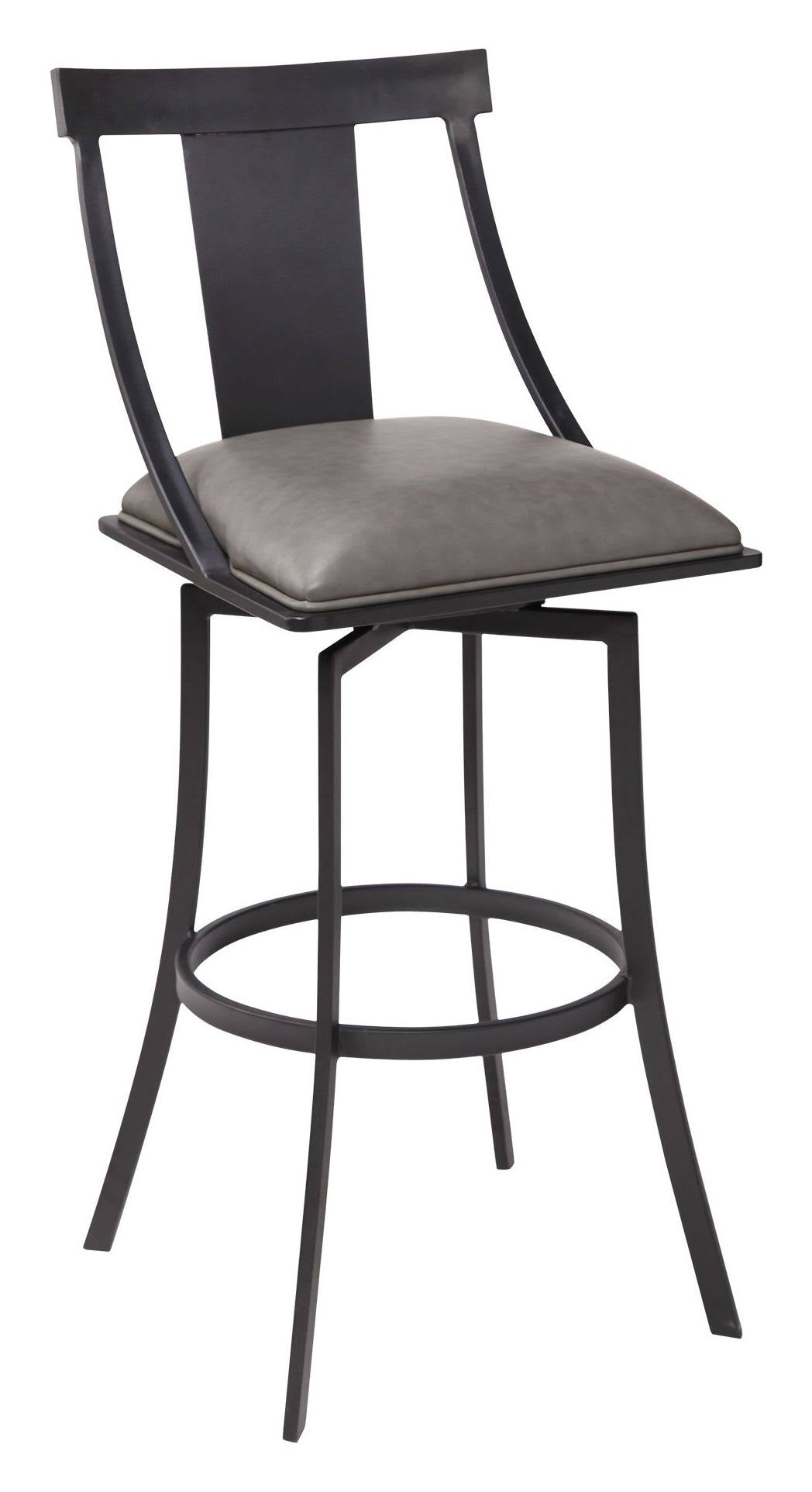 Matte Black Vintage Grey Faux Leather Bar Height Barstool R15096