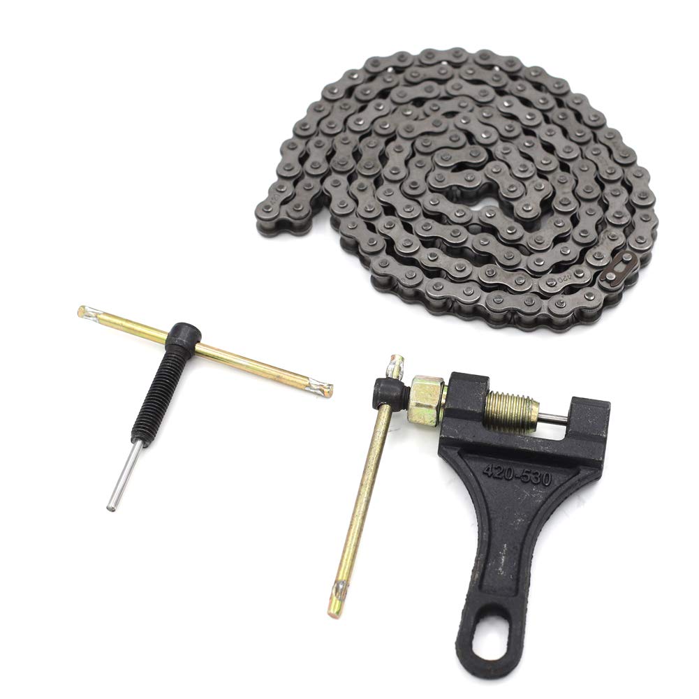 420 Roller Chain 132 Link with Chain Breaker, Pack of 2 Y40495