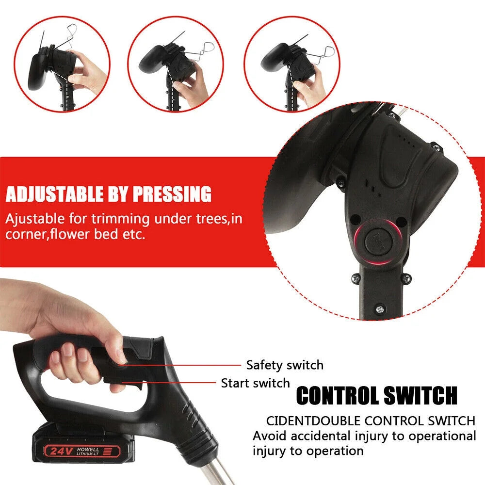 Cordless Electric Weed Eater Lawn Edger Grass String Trimmer E232053