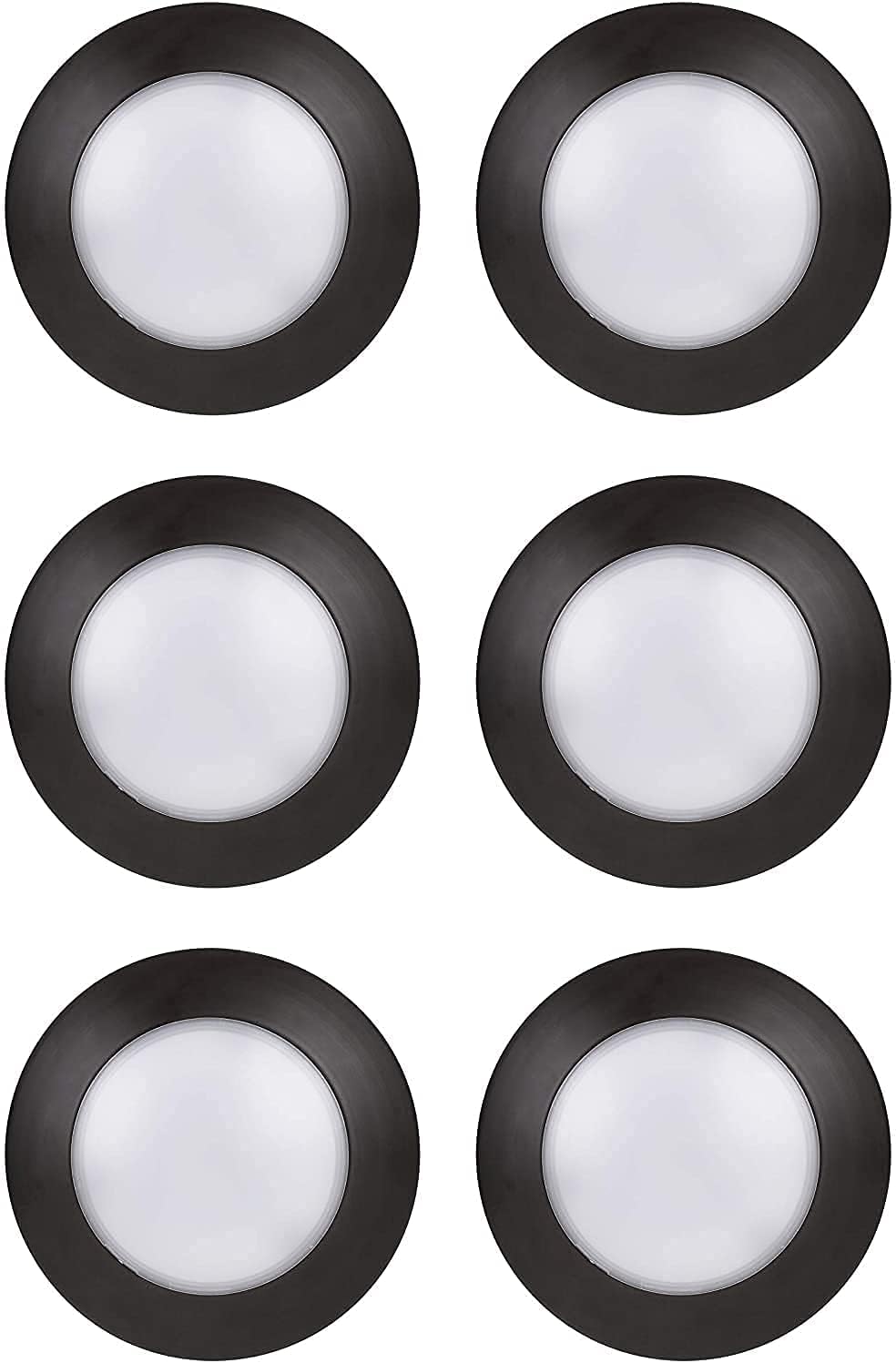 6 Pack Dimmable LED Disk Light, 10.5W, 2700K Warm White, Bronze Trim D553480