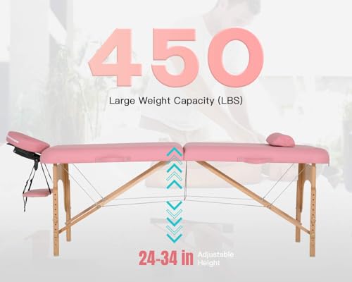 Portable Massage Table 28 inche Wide Heigh Adjustable 2 Folding Spa Table W830564