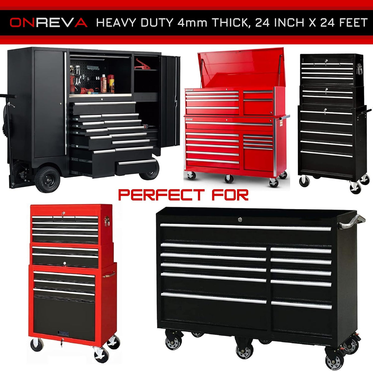 Tool Box Liner 24 Inch x 24 Ft 4mm Heavy Duty Nonslip Rubber Mat B2957