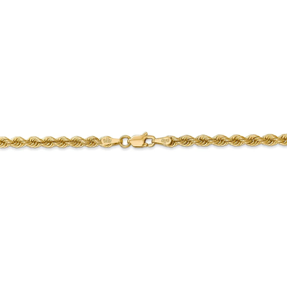 14kt Yellow Gold 3mm Rope Chain 9 inch Lobster Clasp S810436