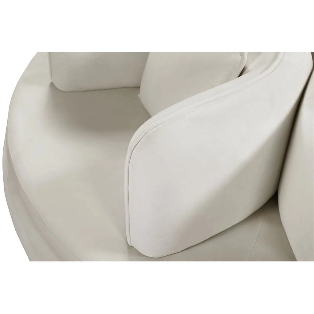 Cream Velvet Roundabout Sofa with Gold Iron Legs G7458