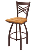 Swivel Counter Stool with Bronze Finish and Medium Maple Seat O98133