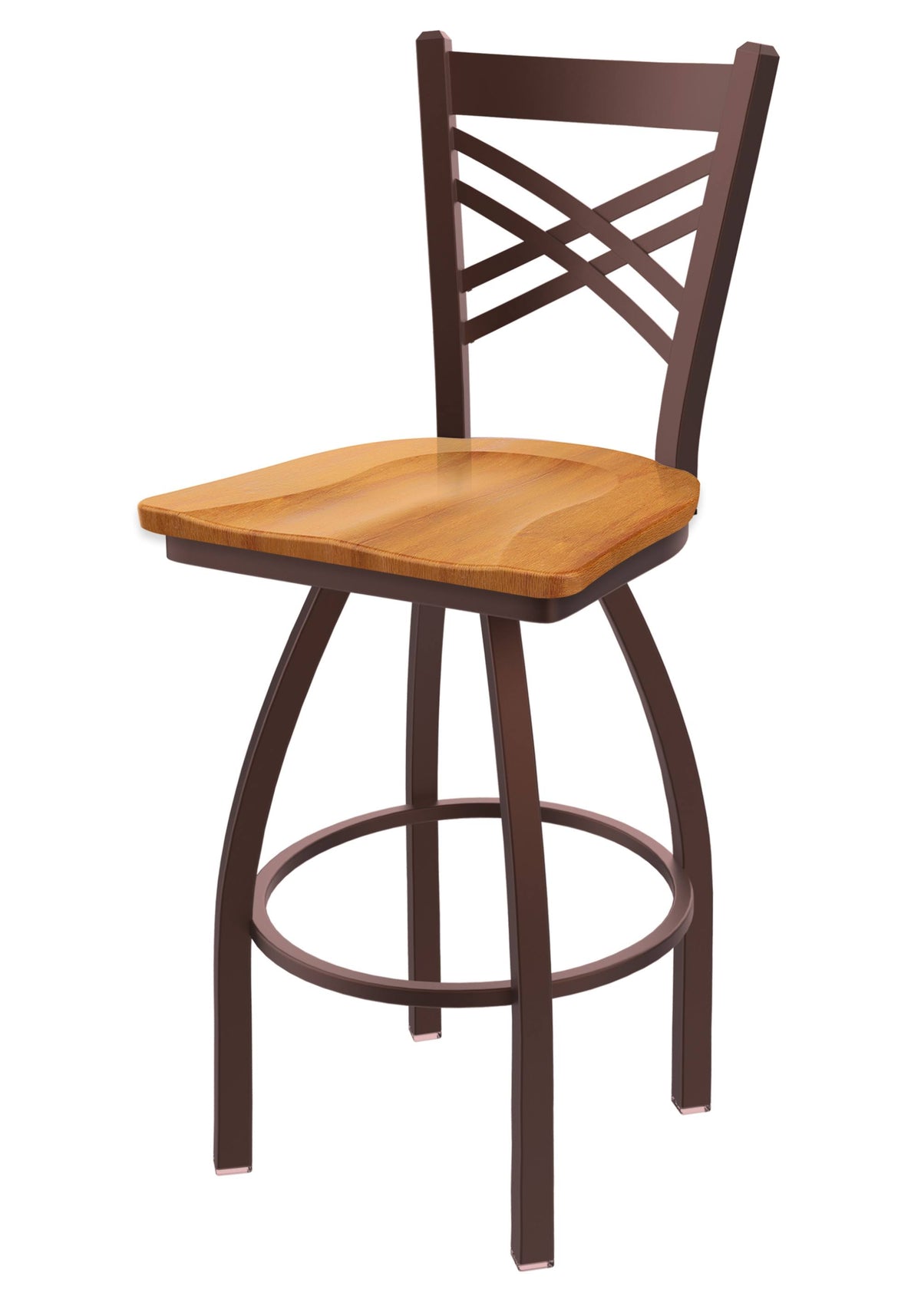 Swivel Counter Stool with Bronze Finish and Medium Maple Seat O98133