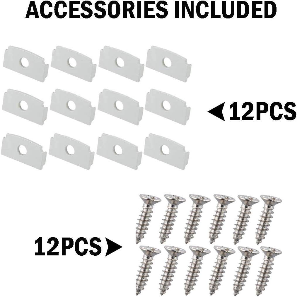 5-Pack 2 Meter Recessed LED Aluminum Channel with Diffuser and End Caps L2067