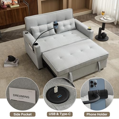 White 3-in-1 Convertible Loveseat Sleeper Bed with Pillow Y31080