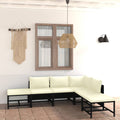 6 Piece Poly Rattan Garden Set with Cushions Black Y125156