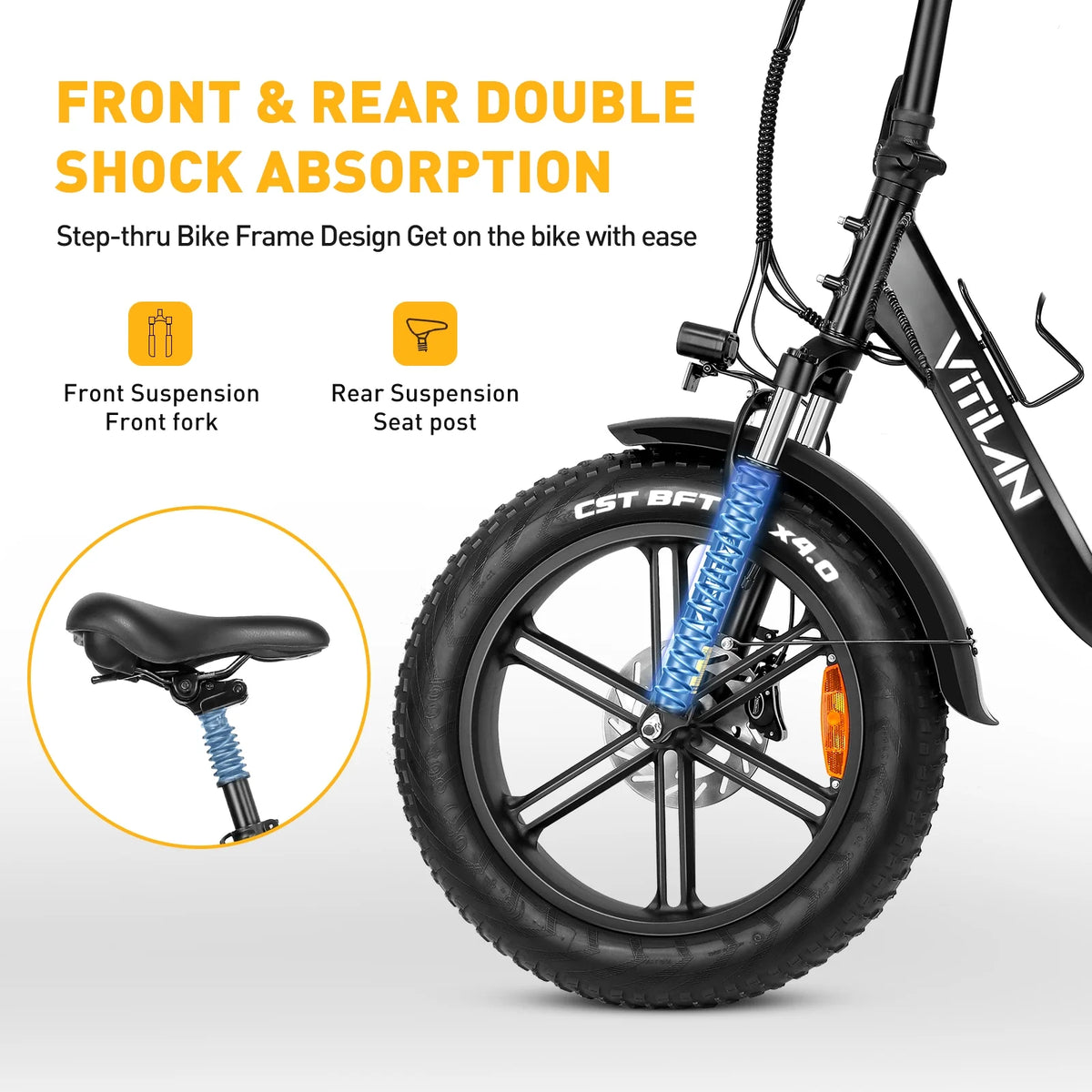 750W 20" Fat Tire Folding Step-Thru Electric Bike A33707