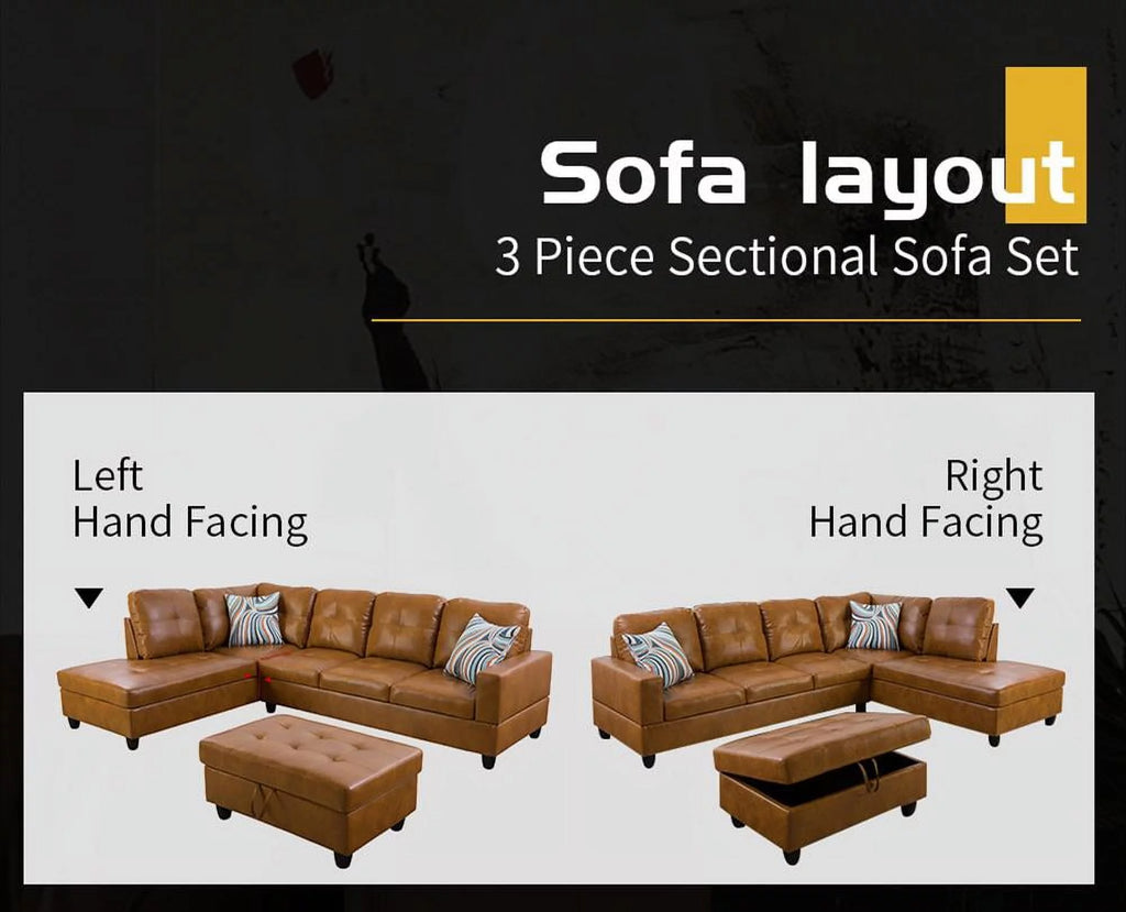 Faux Leather Left Hand Facing Sectional Sofa Set G287