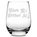 Handmade Handblown Hand Etched Stemless Wine Glass 16Oz G800