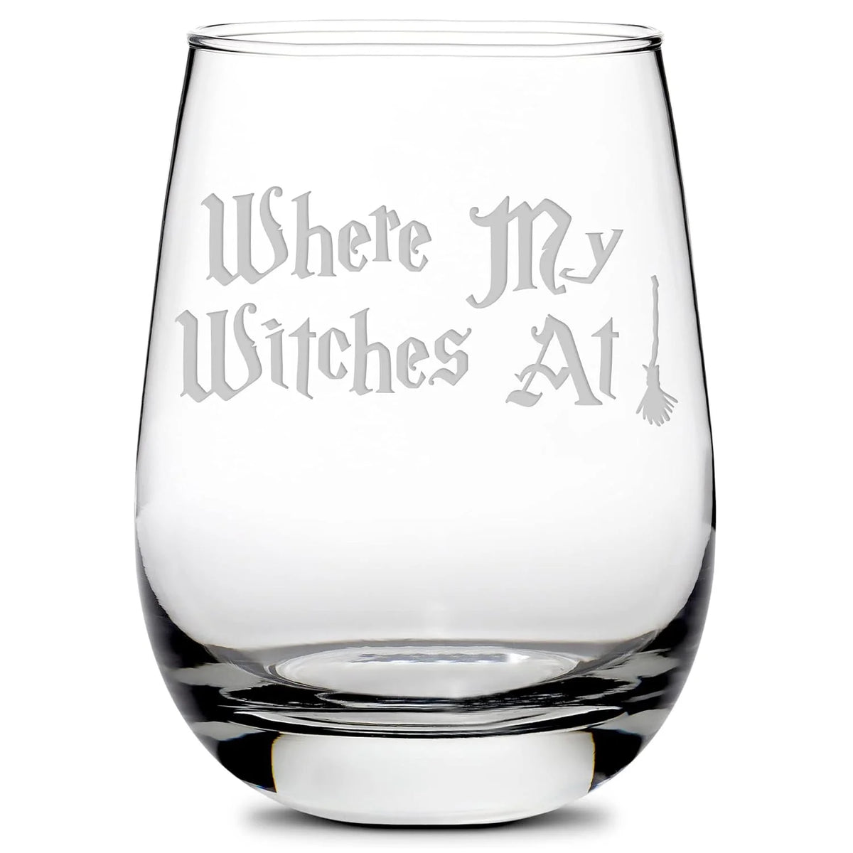 Handmade Handblown Hand Etched Stemless Wine Glass 16Oz G800