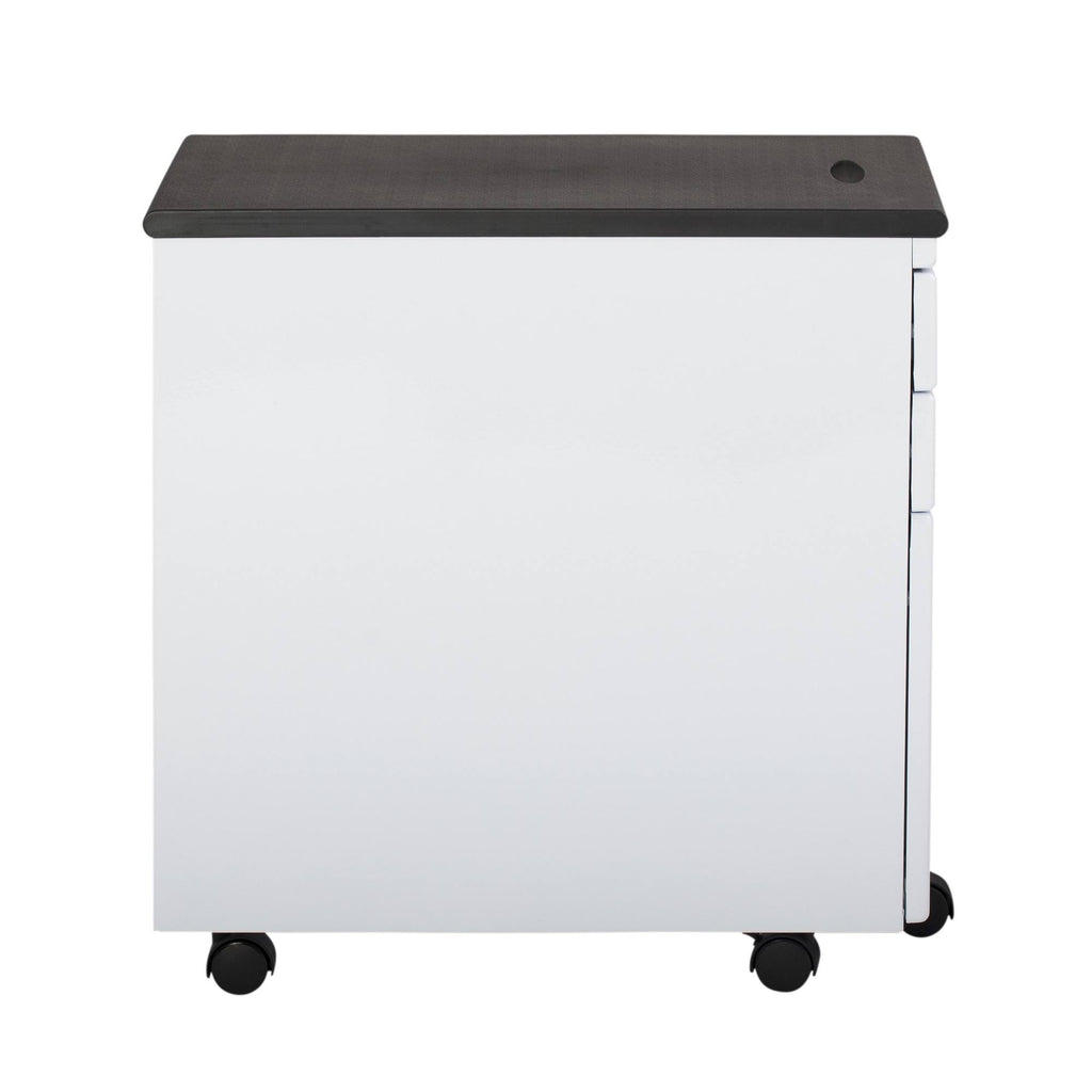 White/Black 3 Drawer Metal Rolling File Cabinet with Locking Drawers X154866