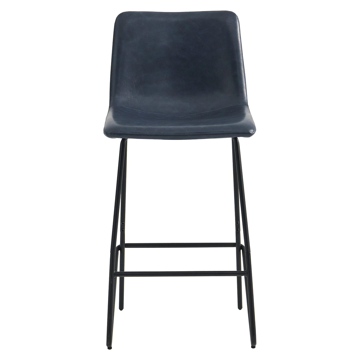 Navy Blue Faux Leather Counter Height Bar Stools, Set of 2 K18497