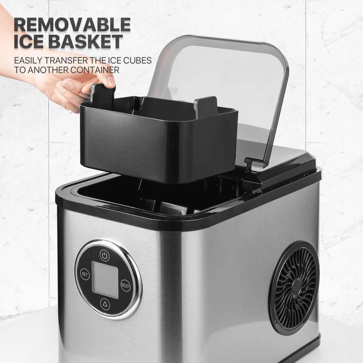 Countertop Portable Ice Maker Machine with Ice Scoop and Basket, Black R728
