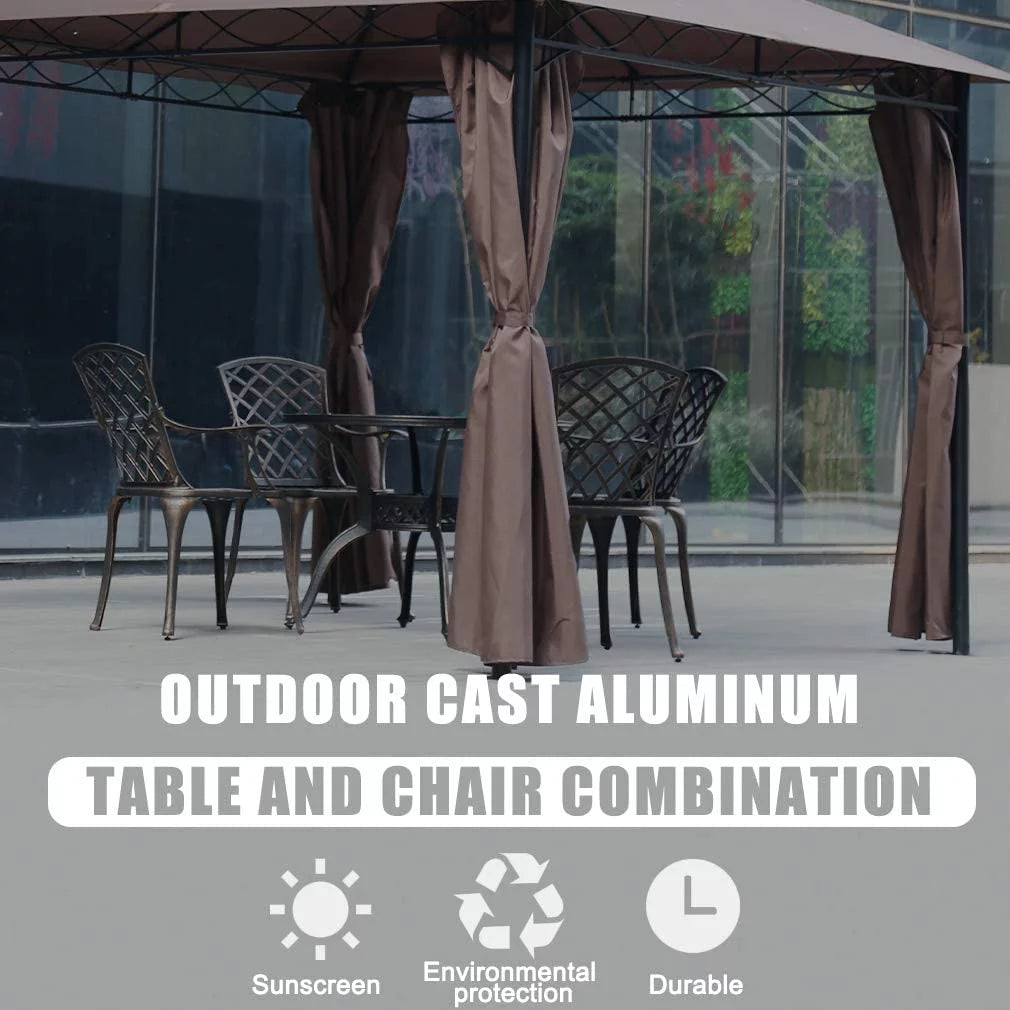 Outdoor Dining Table Set with 4 Wrought Iron Chairs G1297