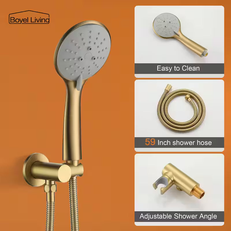 Wall Mount Dual Shower Heads with Valve in Brushed Gold J688231