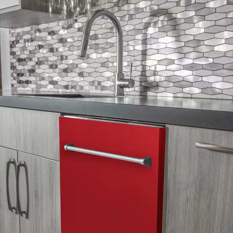 24 in. Compact Dishwasher with 2 Racks in Red Matte F400220