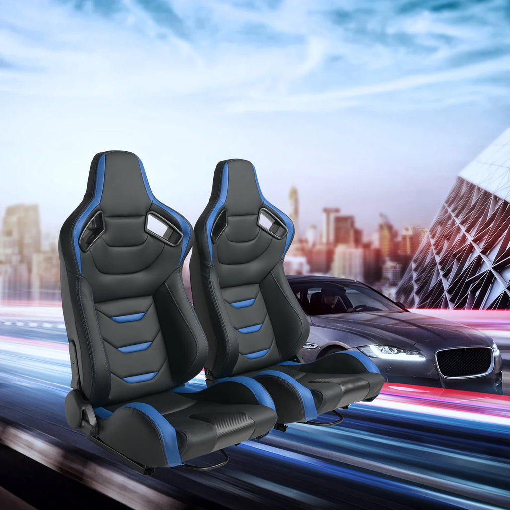 2PCS Universal PVC Leather Racing Seats with Dual Lock Sliders L687603