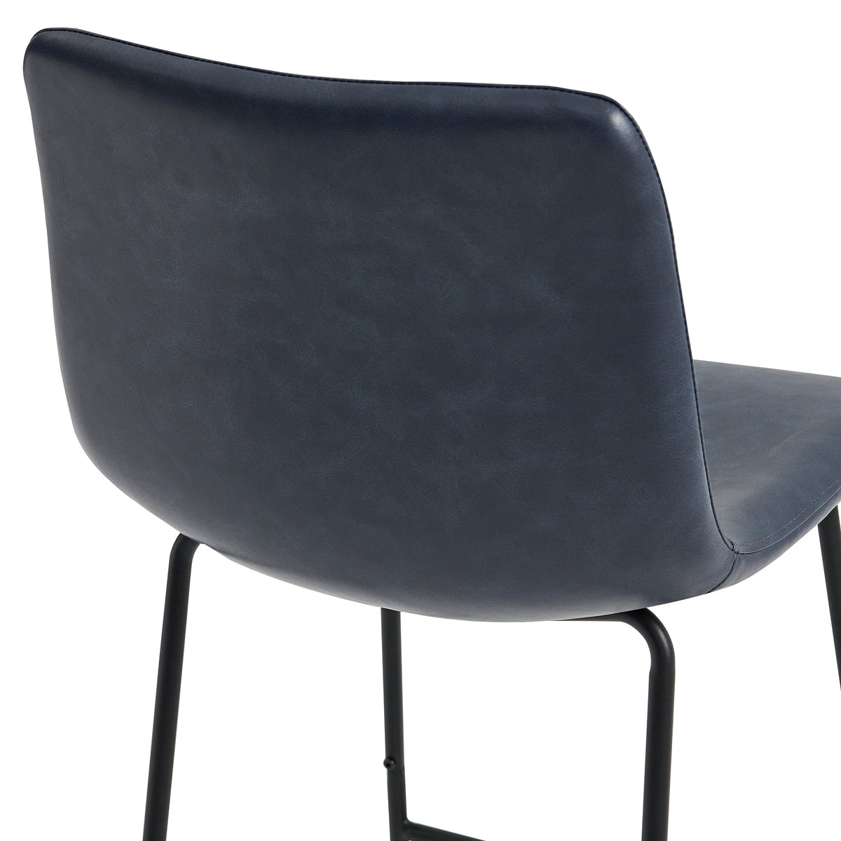 Navy Blue Faux Leather Counter Height Bar Stools, Set of 2 K18497