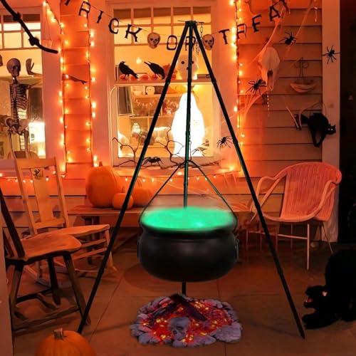 Black Plastic Cauldron with Tripod Stand L367024