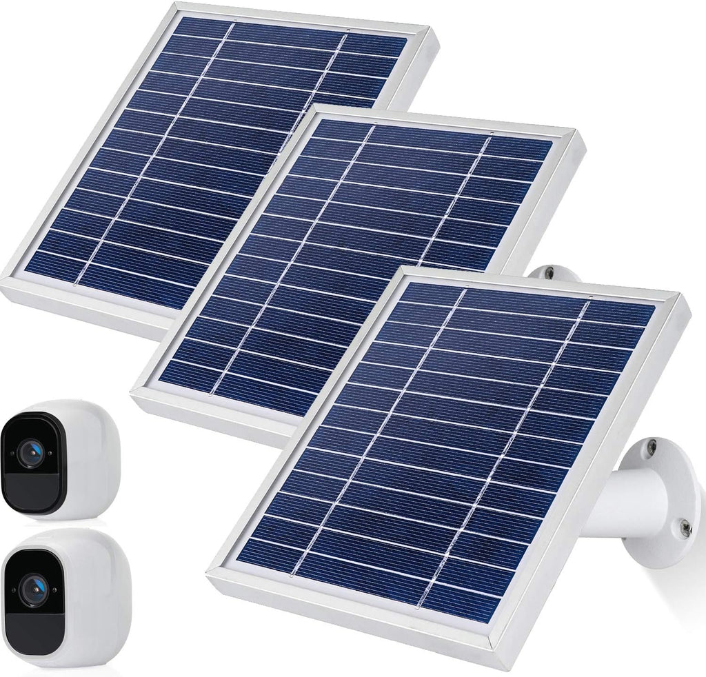 Solar Panel for Arlo Pro and Arlo Pro2 Camera, 11.8feet Power Cable, Adjustable Mount, 3 Pack, Silver B595134