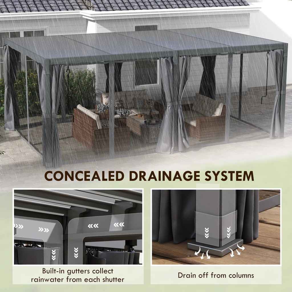 12'x19' Aluminum Pergola with Adjustable Louvered Roof J460