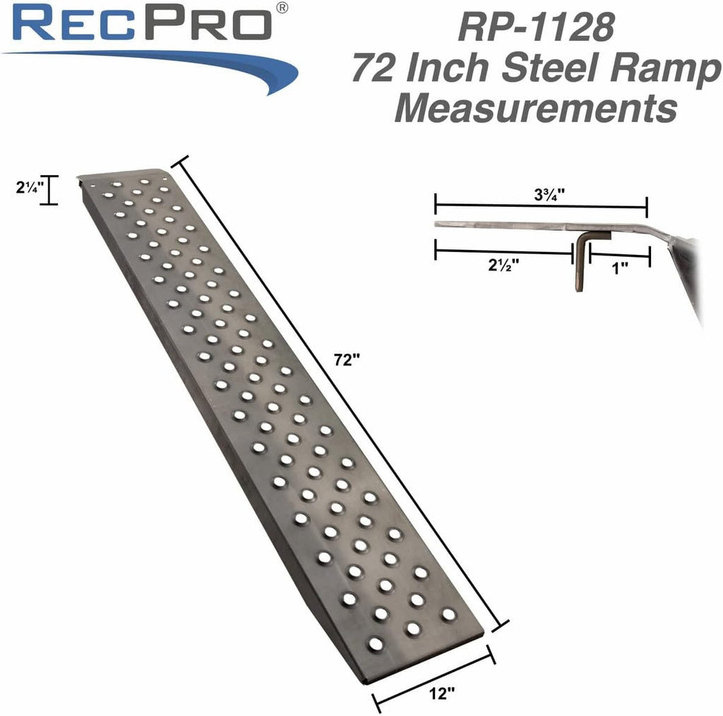 10ga Steel Heavy Duty Trailer Loading Ramps with Mounting Brackets, 5000lb Capacity, 2-Pack Ramp V35384