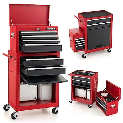 Rolling Tool Chest Cabinet with Wheels and Lock, 6 Drawers H825