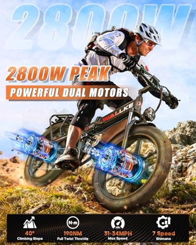 26" Fat Tire 48V 44Ah Battery Full Suspension Electric Mountain Bike N535
