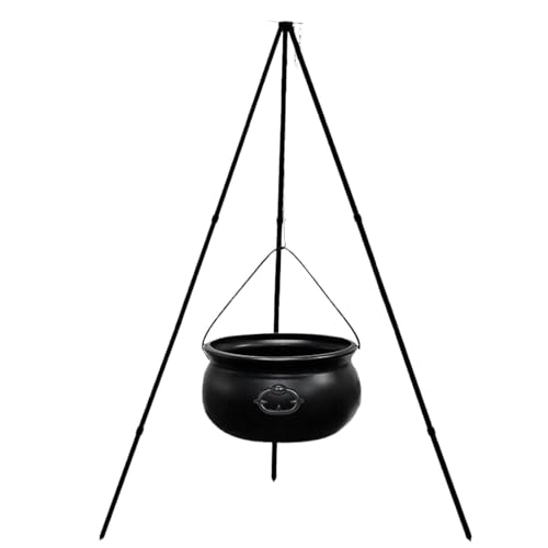 Black Plastic Cauldron with Tripod Stand L367024