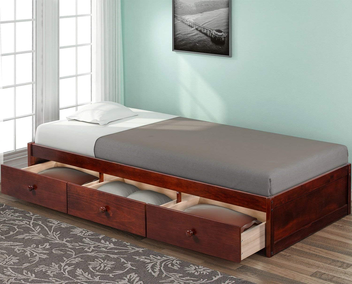Twin Platform Bed with 3 Drawers (Espresso) A1929