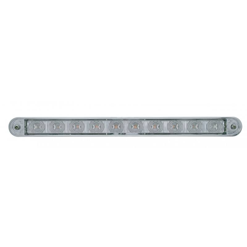10 LED 9" Stop, Turn & Tail Light Bar with Bezel Red LED Clear Lens I809501