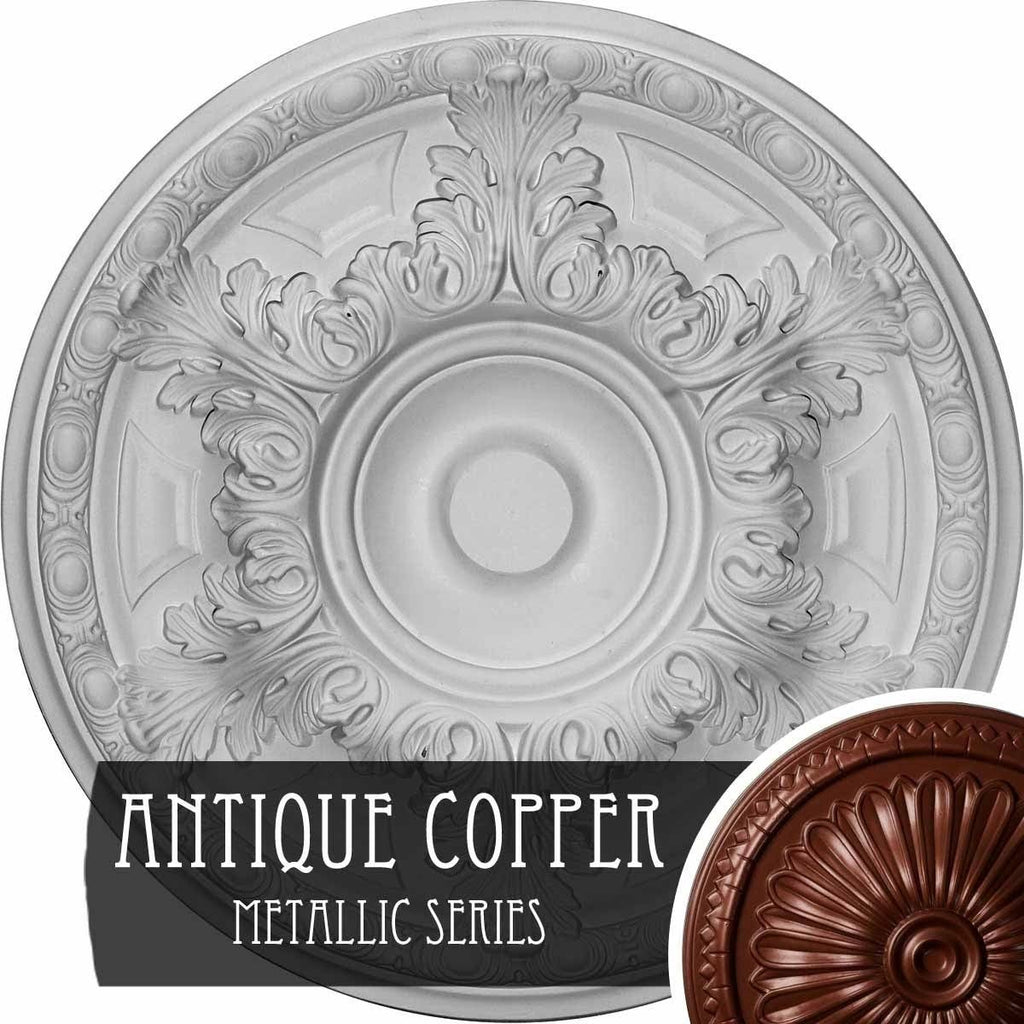 19 inch x 1 1/2 inch Hand-Painted White Crackle Ceiling Medallion B319