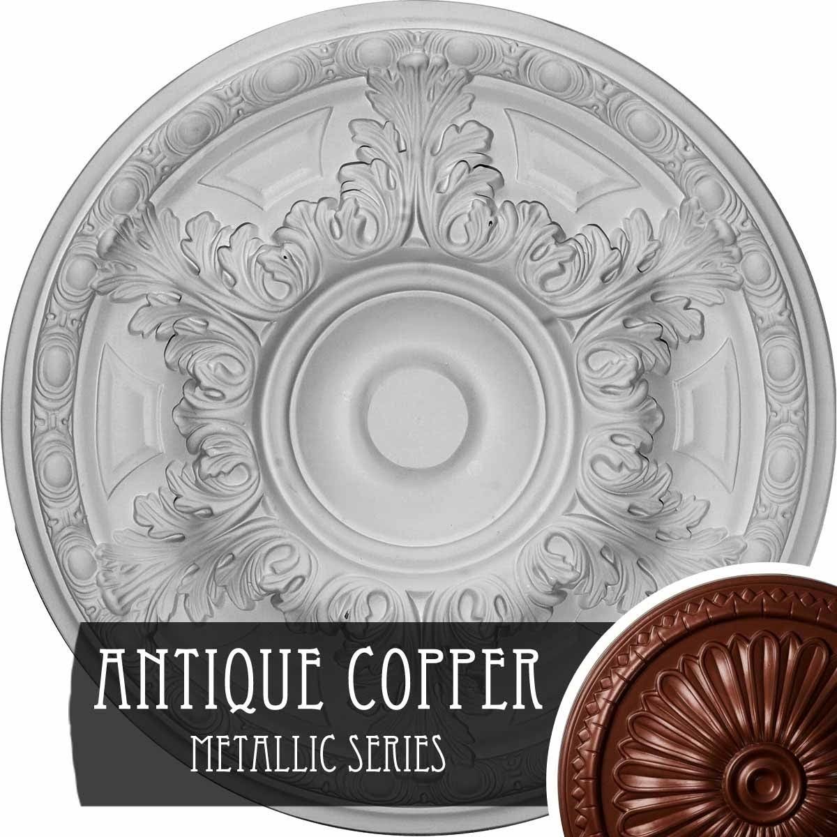 19 inch x 1 1/2 inch Hand-Painted White Crackle Ceiling Medallion B319