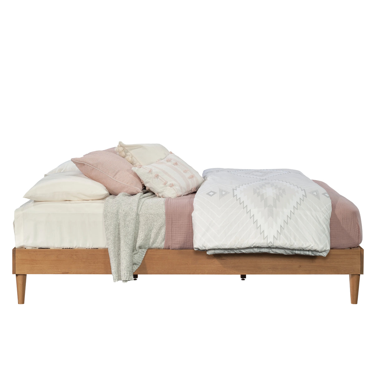 Queen-Size Solid Wood Platform Bed D5119